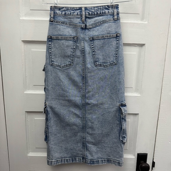 Wild Fable Denim Cargo Midi Skirt High Rise Y2K Utility Streetwear - Picture 3 of 7